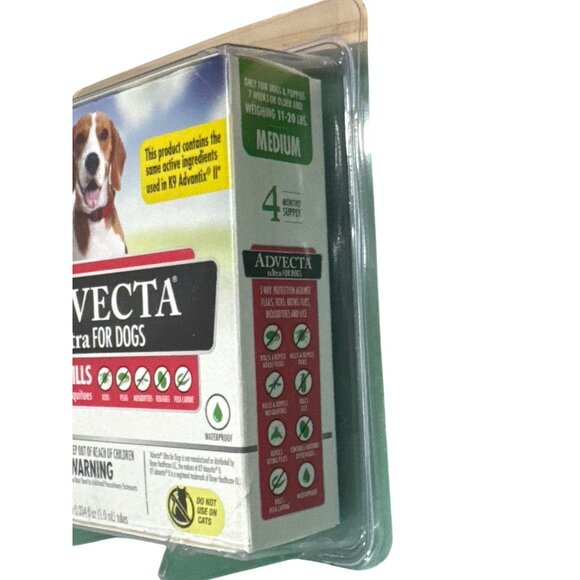 Advecta Ultra For Dogs Medium 11-20 Lbs Flea Tick Mosquito Treatment 4-Month Sup - Picture 4 of 4